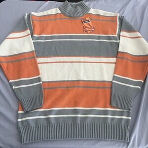 Regal Wear Sweater Men's Size M Orange Striped Mock Neck‎ NWT $49 Y2K